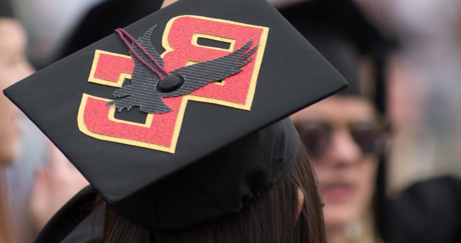 Graduation cap with BC graphic